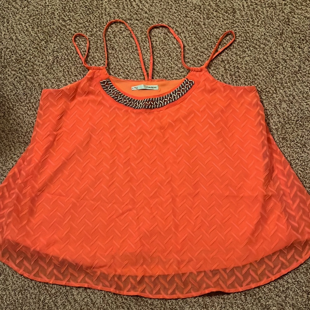 Maurice’s Brand, Ladies strap top, orange, Size Large
